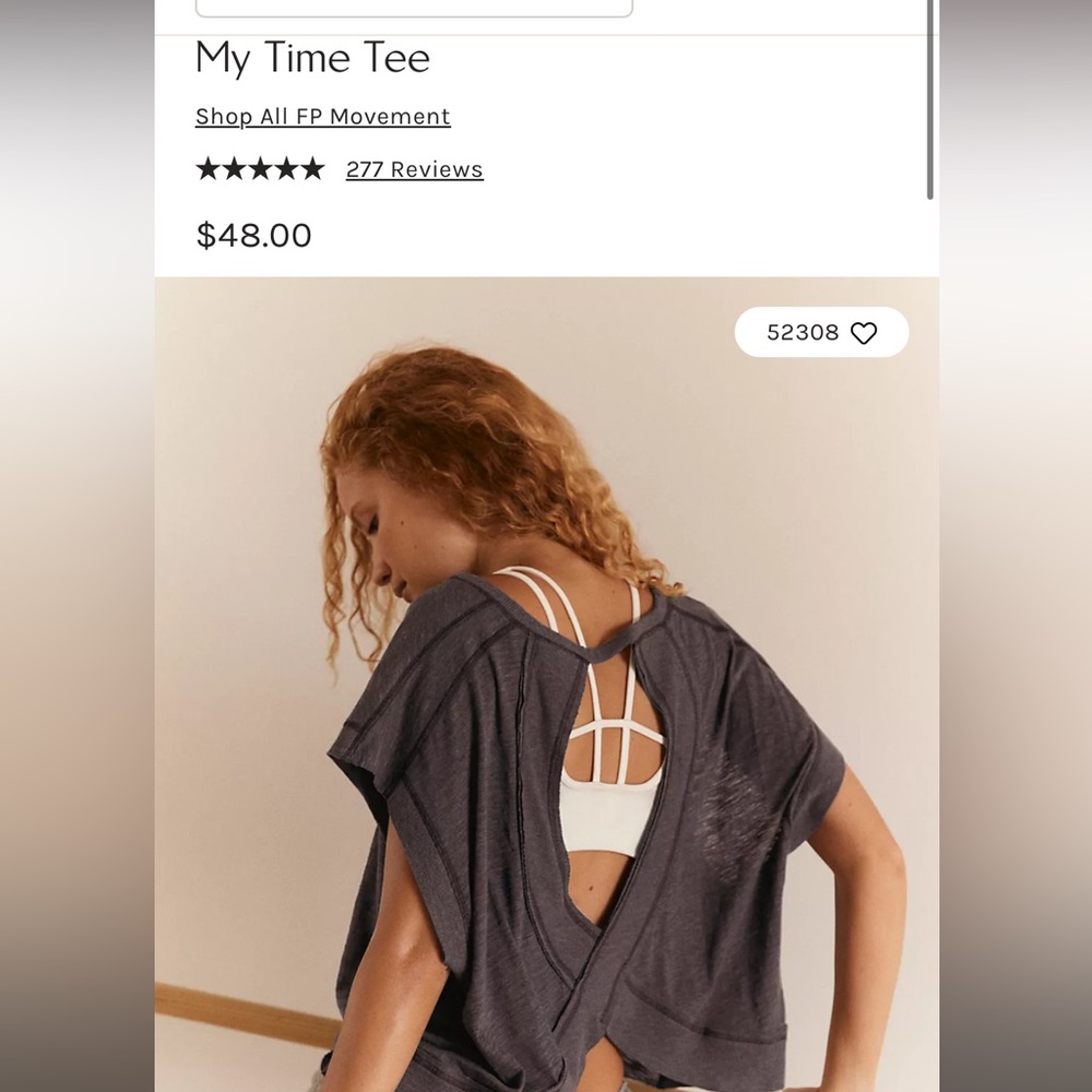 Free People “My Time” Tee (Charcoal, SMALL)